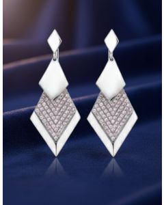 Chic Rhombus Dangle Earrings: Pink CZ Brilliance in 925 Sterling Silver.