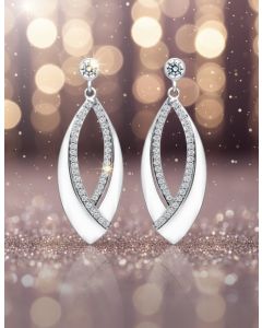 Chic Intertwined CZ Dangle Earrings: Modern Brilliance in 925 Sterling Silver.