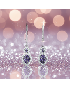 Sparkling Two-Tone Purple & White CZ Dangle Earrings – Premium 925 Sterling Silver.