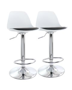 Elama 2 Piece Adjustable Faux Leather Two Toned Bar Stool in Black and Red